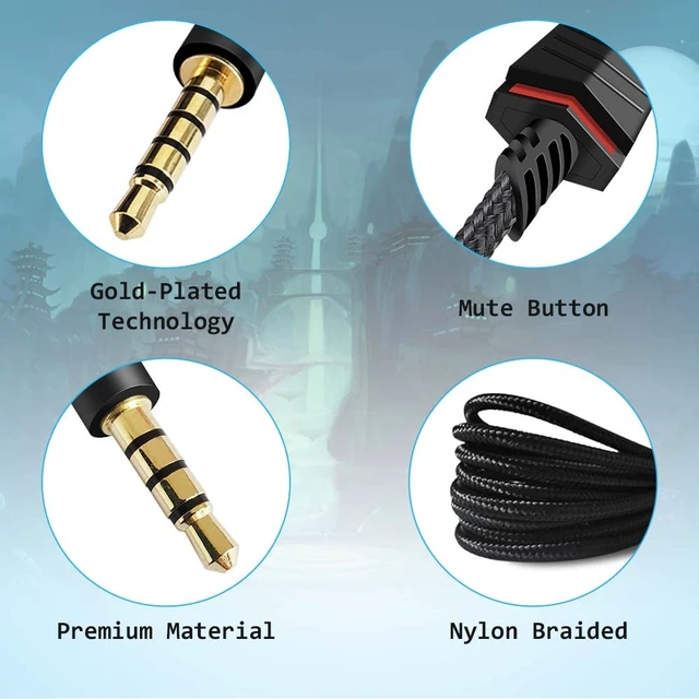 Alt view image 4 of 7 - 2M Inline Mute(Slide) Nylon Braided Cord for Astro A40 Headsets Inline Mute Function(Slide Button)Audio Cable, 2 Meter Long, Nylon Braided, Compatible with Astro A10 A40 Headsets