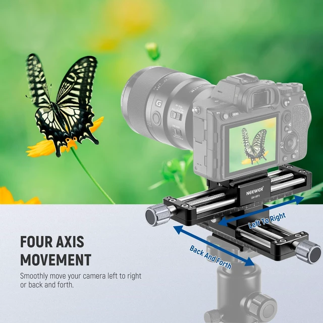 Alt view image 4 of 7 - Macro Rail Slider, 4 Axis 360° Rotating Aluminum Alloy Focusing Rail with Arca Type Quick Release Plate 1/4" Screw for Camera Camcorder Tripod Heads Macro Photography Closeups Filming, GM-MP3