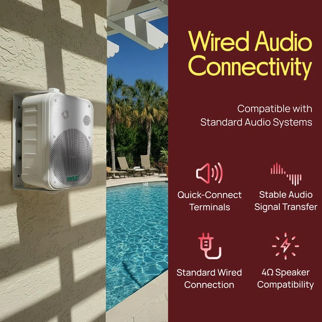Alt view image 4 of 7 - Dual Waterproof Outdoor Speaker System - 6.5 Inch Pair of Weatherproof Wall/Ceiling Mounted Speakers w/Heavy Duty Grill, Universal Mount - for Use in the Pool, Patio, Indoor - PDWR50W (White)