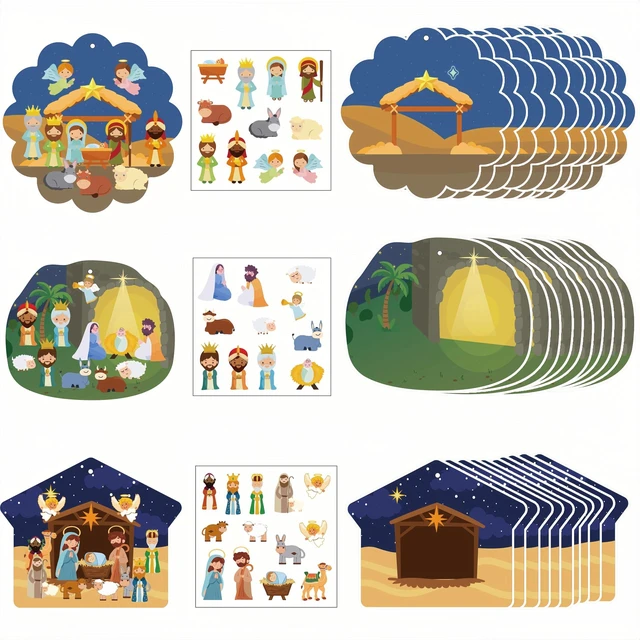 Main image of 30 Sets Christmas Nativity Ornaments,Christian Hanging Ornaments Bulk for TreeReligious Christmas Crafts Gifts, Christmas Hanging Decorations for Sunday School, Christian Party Activities