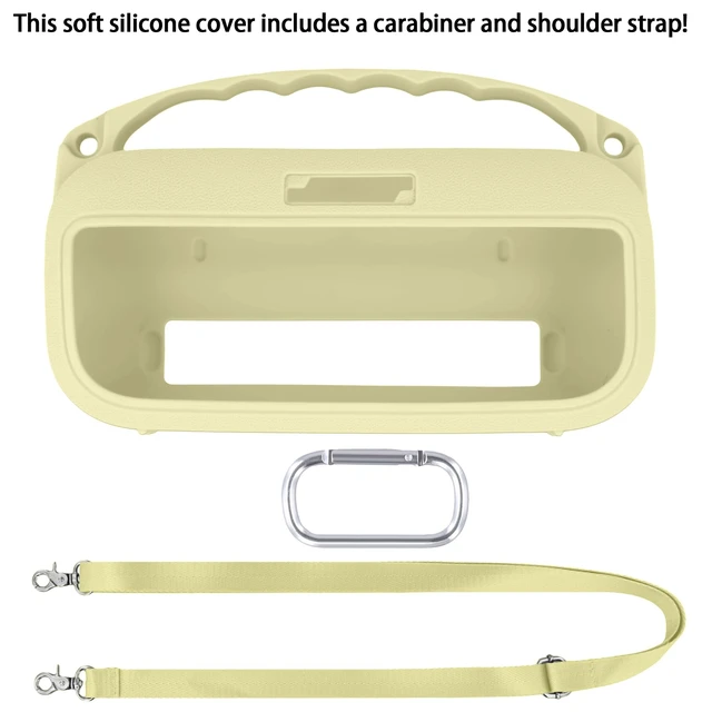 Alt view image 2 of 7 - Soft Silicone Case for Bose SoundLink Flex 2nd Gen, Yellow Skin-Friendly Handle, Adjustable Shoulder Strap, Crossbody Carrying, Aluminum Carabiner, Lightweight
