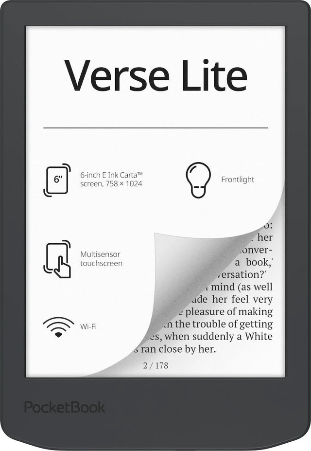 Main image of Verse Lite 6" E-Ink Carta Touchscreen eReader with Frontlight Eye-Friendly, Glare-Free Display Wi-Fi Supports 25 Formats incl. DRM Compact & Lightweight