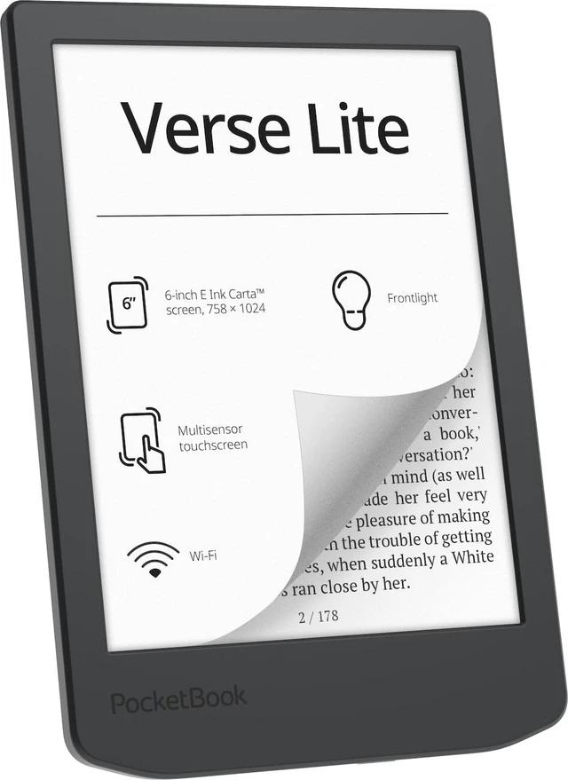 Alt view image 2 of 7 - Verse Lite 6" E-Ink Carta Touchscreen eReader with Frontlight Eye-Friendly, Glare-Free Display Wi-Fi Supports 25 Formats incl. DRM Compact & Lightweight