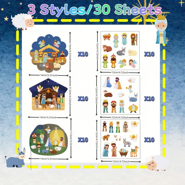 Alt view image 5 of 6 - 30 Sets Christmas Nativity Ornaments,Christian Hanging Ornaments Bulk for TreeReligious Christmas Crafts Gifts, Christmas Hanging Decorations for Sunday School, Christian Party Activities