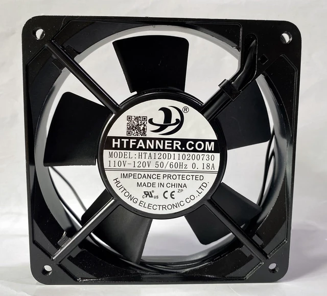 Main image of HTA120D110200730 AC Fan for HTA120D110200730 HTA120D110 200730 110V-120V 0.18A 12CM 120×120×25mm 2-Wire Cooling Fan