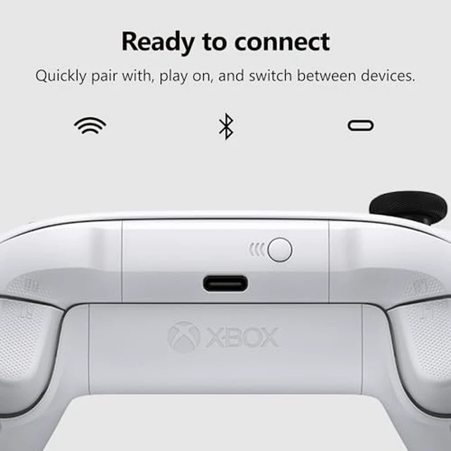 Alt view image 6 of 6 - XBOX Wireless Gaming Controller | Robot White | Consoles, PCs, TVs, mobile, and more | Textured Grip | Wireless, Bluetooth, USB-C Connectivity