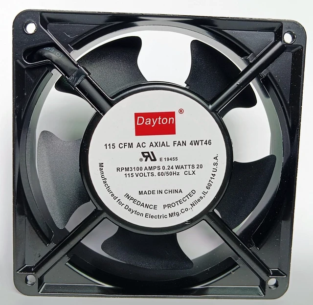 Main image of New 4WT46 Fan, 115 CFM, 115V,0.24/0.26A,20/22W,12CM Cooling Fan