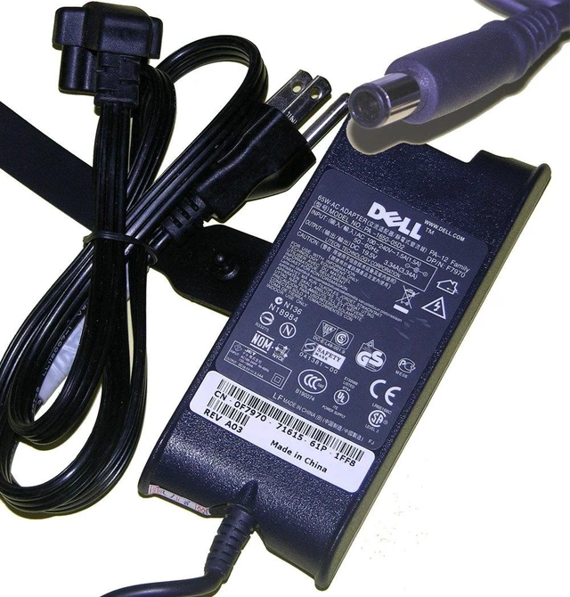 Main image of Dell New Genuine PA-12 Family AC Adapter Power Charger & US Cord, 5V 3.34A 65W, Compatible with Dell Inspiron Laptops