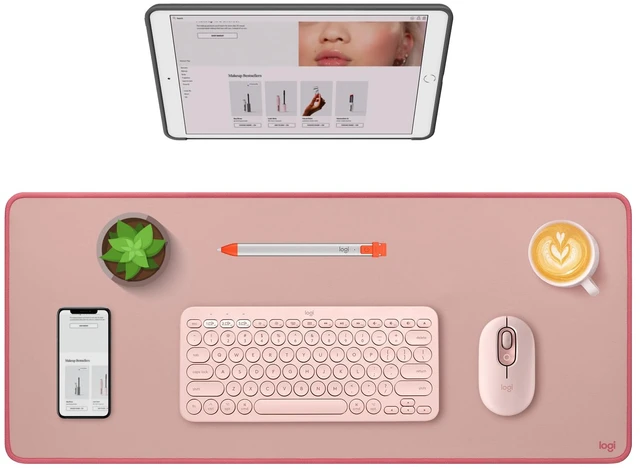 Main image of Logitech Studio Series Desk Mat Large 28x12 Inches - Rubber - Darker Rose | Multifunctional large pad, extended mouse surface, office desk protector, anti-slip base, spill-resistant