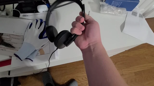 Alt view image 2 of 3 - USB-A Wired Stereo Headset for PC/Laptop, AI Noise Canceling via APP, 140g Lightweight, Replaceable Earcups, Double-Sided Boom Mic, in-line Controls with Mute for Call. Work with Teams/Zoom