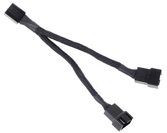 Main image of All Black Sleeved 1-to-2 Sleeved PWM Fan Splitter Cable (CPF01)