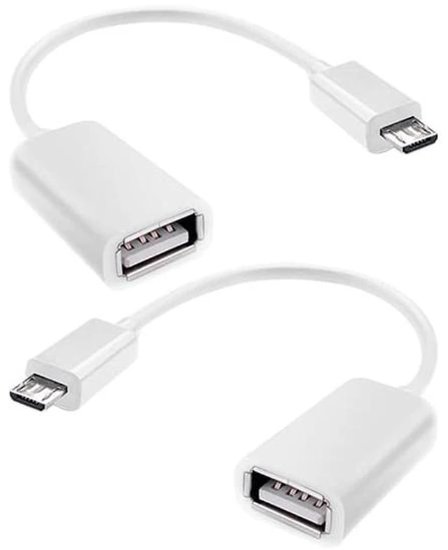 Main image of VOLT PLUS TECH OTG MicroUSB Compatible with Your Streaming Sticks, Rii, Nintendo Switch, SNES, NES Classic with Full Speed On-The-Go Power (White 2 Pack)