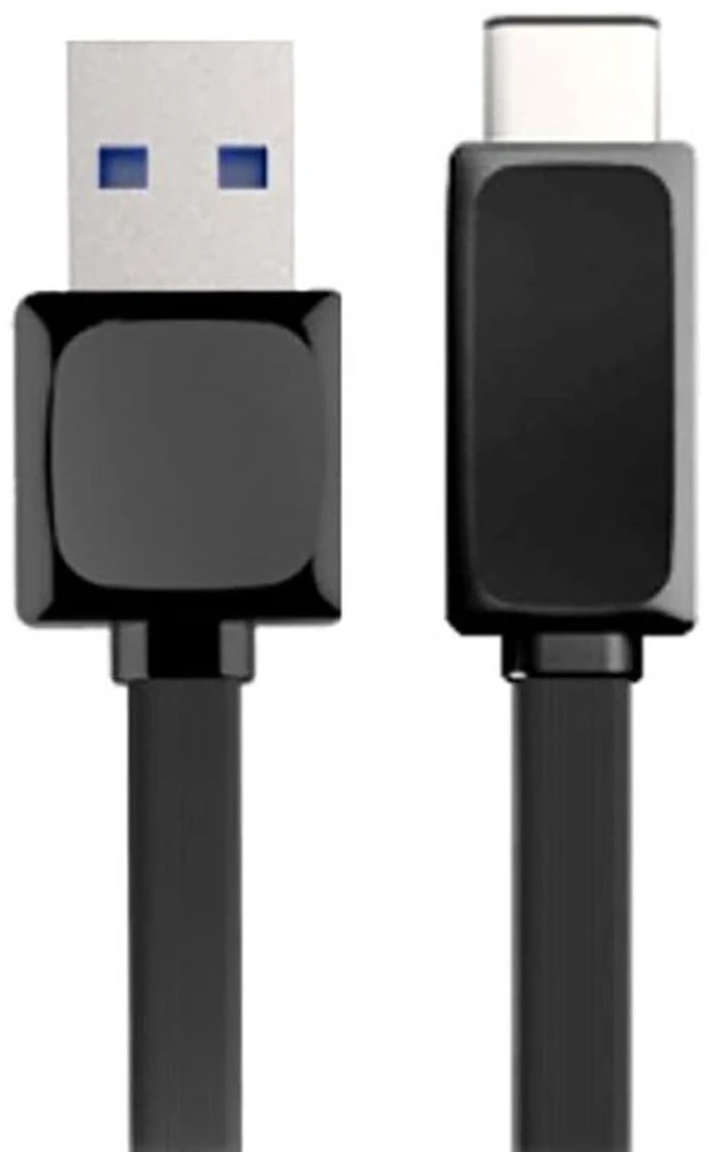 Main image of VOLT+ Quick Power Flat USB-C Cable Compatible with Streaming Sticks, Rii, Nintendo Switch, SNES, NES Classic with USB 3.0 Gigabyte Speeds and Quick Charge Compatible! (Black 3.3ft1M)