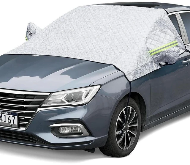 Main image of Idealforce 4-Layer Windshield Snow Cover for Ice, UV, Frost - Wiper & Mirror Protector, Windproof Sunshade for Cars, Compact SUVs
