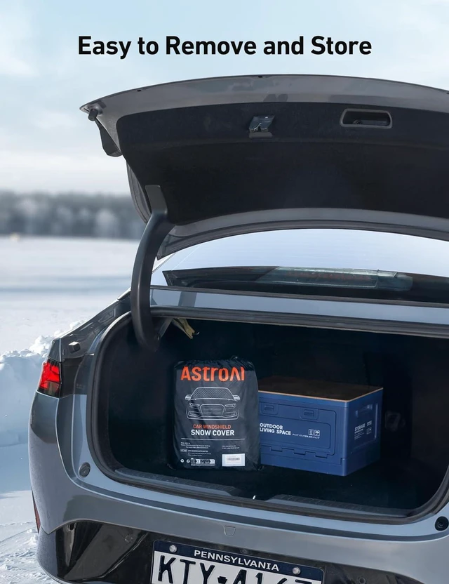 Alt view image 7 of 7 - Idealforce 4-Layer Windshield Snow Cover for Ice, UV, Frost - Wiper & Mirror Protector, Windproof Sunshade for Cars, Compact SUVs
