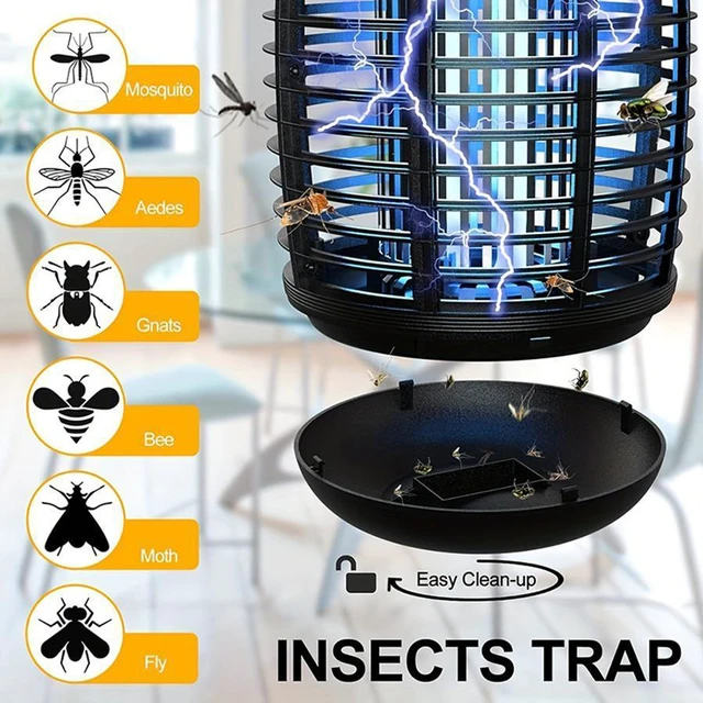 Alt view image 6 of 7 - Electric Mosquito Bug Zapper for Indoor & Outdoor, 4200V Mosquito Zapper, Waterproof Fly Zappers Control for Home, Backyard, Camping Black