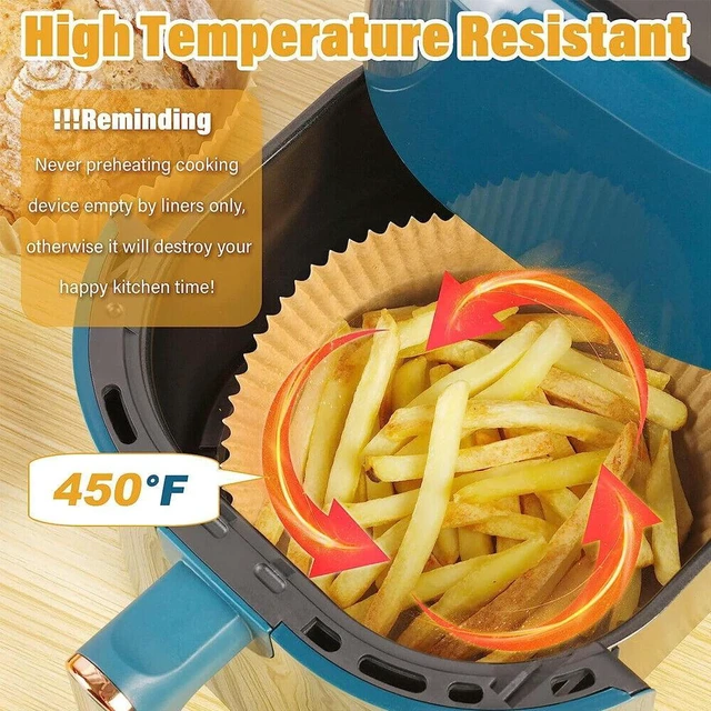 Alt view image 5 of 7 - Air Fryer Disposable Paper Liner, 100 Pcs Round Non-Stick Insert Parchment Paper Liners Air Fryer Oil-proof, Water-proof, Food Grade Parchment Paper for Airfryer Basket, Microwave, Oven, Dryer