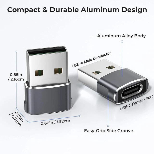 Alt view image 5 of 7 - Gray USB to USB C Adapter 2 Pack,USB C Female to A Male Charger Type C Converter for Apple Watch Ultra iWatch 7 8 SE,iPhone 14 13 12 11 Plus Pro Max Mini,AirPods,iPad Air,Samsung Galaxy S23 S22