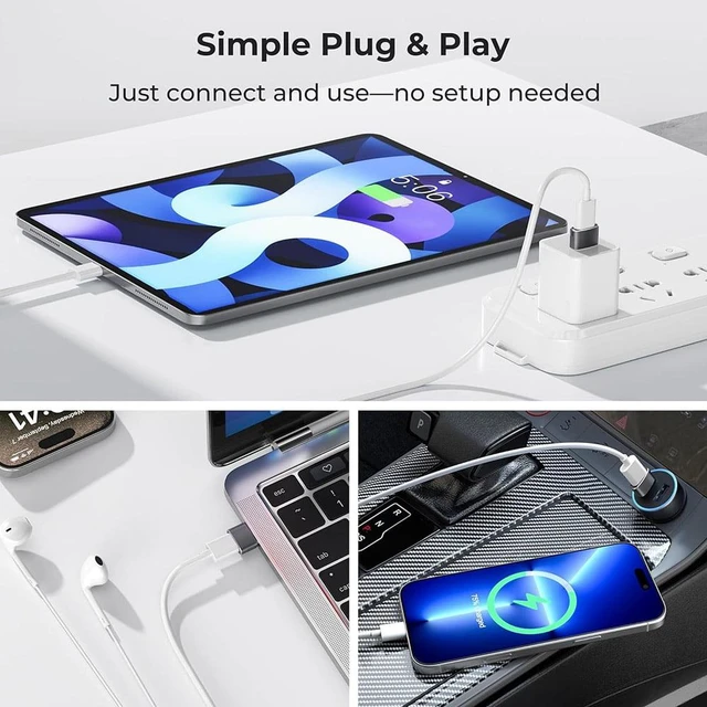 Alt view image 6 of 7 - Gray USB to USB C Adapter 2 Pack,USB C Female to A Male Charger Type C Converter for Apple Watch Ultra iWatch 7 8 SE,iPhone 14 13 12 11 Plus Pro Max Mini,AirPods,iPad Air,Samsung Galaxy S23 S22
