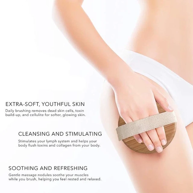Alt view image 7 of 7 - Dry Body Brush - Natural Bristle Exfoliating Brush for Skin Renewal, Soft Bristles Antiskid Wooden Exfoliator Massage Body Scrubber Brush