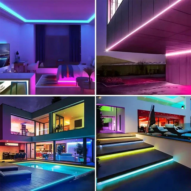 Alt view image 7 of 7 - 32ft/10m LED Strip Lights Remote Control Bedroom for Indoor Outdoor Festive Atmosphere Lights