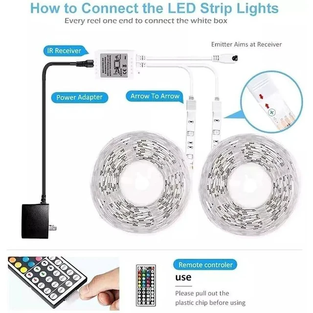 Alt view image 6 of 7 - 32ft/10m LED Strip Lights Remote Control Bedroom for Indoor Outdoor Festive Atmosphere Lights