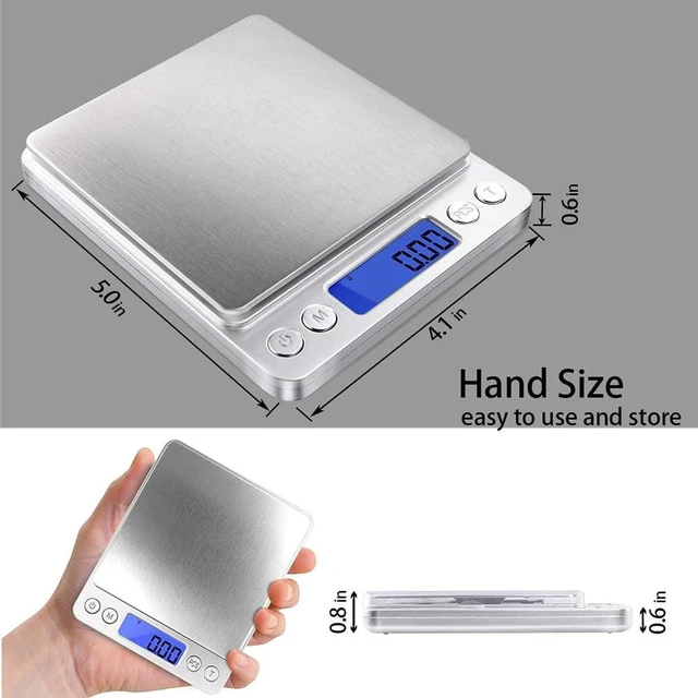 Alt view image 3 of 5 - Digital Gram Scale with 2 Trays, 2000g/ 0.1g Small Jewelry Scale, 9 Units Gram Scales Digital Weight Gram and Oz, Tare Function, Digital Herb Scale for Food