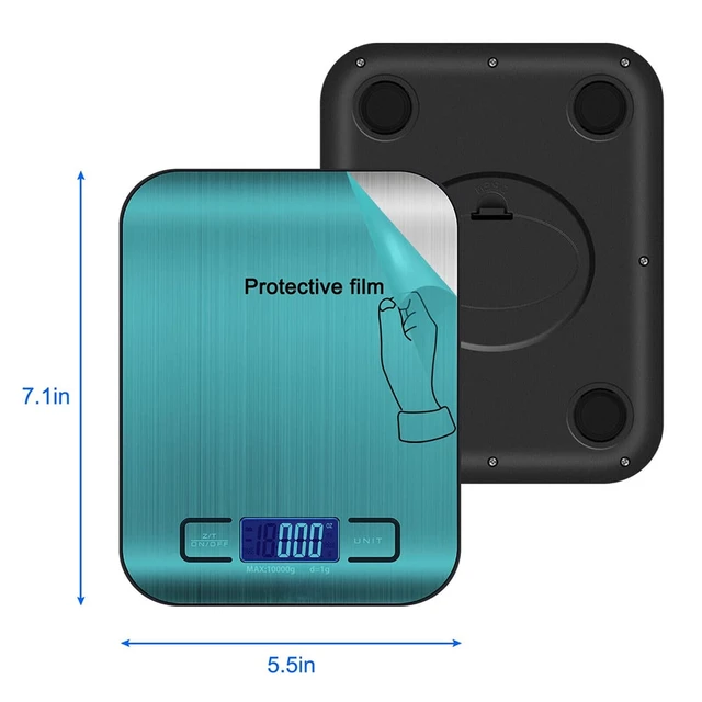 Alt view image 6 of 7 - Food Scale, 22lb/10Kg High Precision Digital Scale, Digital Kitchen Scale with LCD Display, Weight Grams and Ounces for Baking Cooking and Meal Prep, 6 Units with Tare Function, 304 Stainless Steel