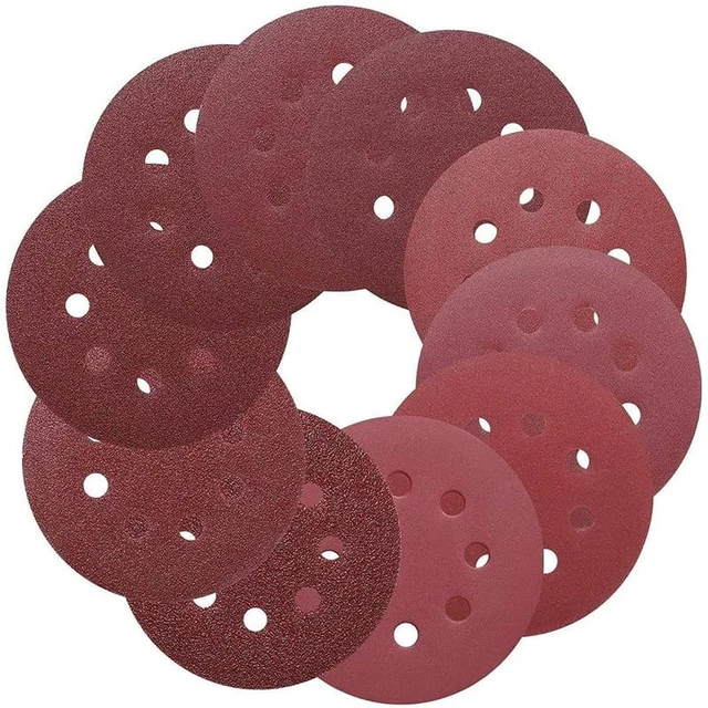 Alt view image 4 of 7 - 100pcs 5-inch 8-Hole Discs Sandpaper, Hook and Loop Sandpaper for Random Orbital Sander