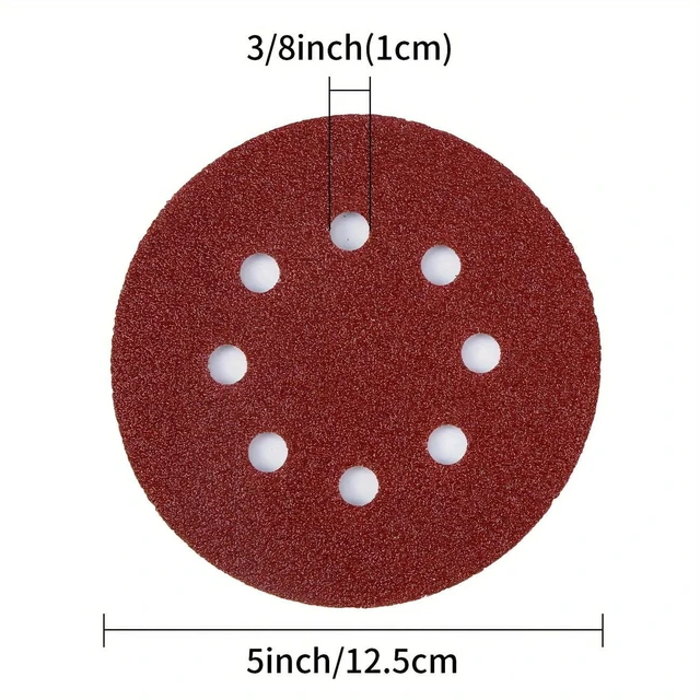 Alt view image 6 of 7 - 100pcs 5-inch 8-Hole Discs Sandpaper, Hook and Loop Sandpaper for Random Orbital Sander