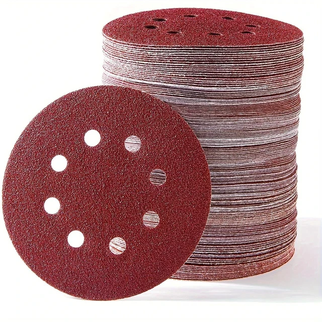 Alt view image 7 of 7 - 100pcs 5-inch 8-Hole Discs Sandpaper, Hook and Loop Sandpaper for Random Orbital Sander