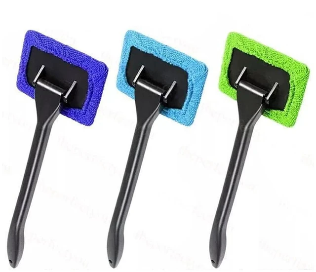 Main image of Car Windshield Cleaning Tool, 3Pack Microfiber Window Cleaner with Washable and Reusable Cloth Pad & Long Handle, Glass Wiper Cleaninvg Kit, Car Accessories