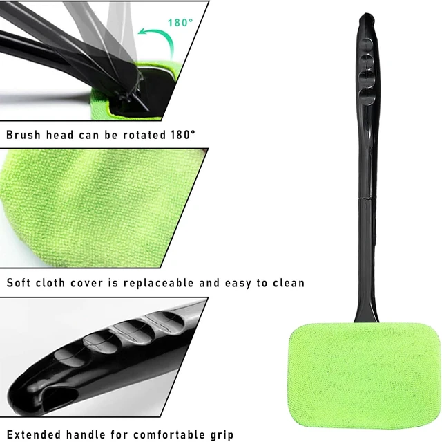 Alt view image 7 of 7 - Car Windshield Cleaning Tool, 3Pack Microfiber Window Cleaner with Washable and Reusable Cloth Pad & Long Handle, Glass Wiper Cleaninvg Kit, Car Accessories