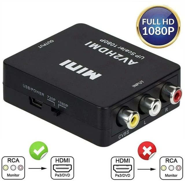 Alt view image 5 of 7 - RCA AV to HDMI HD Converter Composite CVBS Video Adapter Wii NES SNES