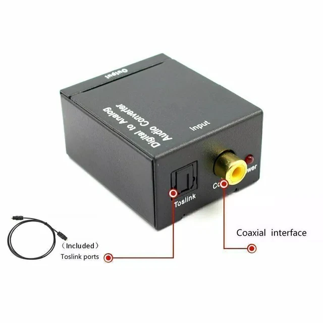 Alt view image 7 of 7 - Digital to Analog Audio Converter, Digital Optical Toslink to RCA Analog Coaxial Audio Converter Adapter with Optical Cable