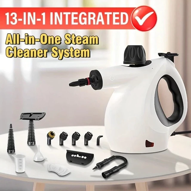 Alt view image 2 of 7 - Handheld Pressurized Steam Cleaner with 12-Piece Accessory Set, Multi-Surface Steamer for Cleaning, All Natural Steam Cleaner for Home, Upholstery, Car, Floor, Kitchen and More