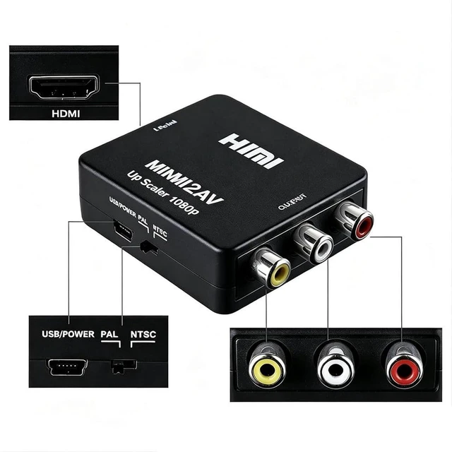 Alt view image 5 of 7 - HDMI to RCA, HDMI to AV Converter, 1080p 3RCA CVBs Composite Video Audio Adapter Support PAL/NTSC for TV Stick, Laptop, HDTV, PS3 STB, DVD Player