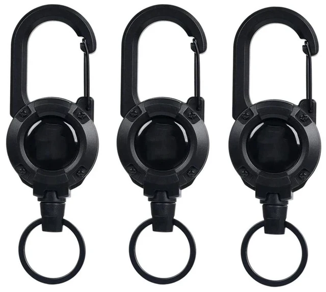 Main image of Retractable Keychain 3 Pieces Heavy Duty Carabiner Badge Holder Retractable Badge Reel ID Holder Extendable Key Ring Key Holder for 8 oz ABS Casing with 24 inches Steel Cord