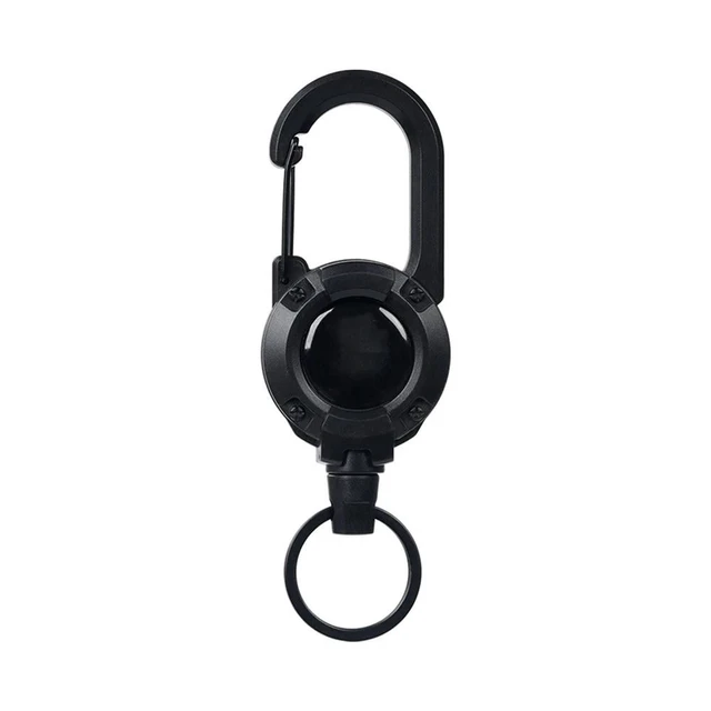 Alt view image 2 of 7 - Retractable Keychain 3 Pieces Heavy Duty Carabiner Badge Holder Retractable Badge Reel ID Holder Extendable Key Ring Key Holder for 8 oz ABS Casing with 24 inches Steel Cord
