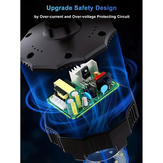 Alt view image 5 of 7 - 100W Garage Light, 10000LM 6500K LED Shop Lights, Screw in E26/E27 Socket Bulb, Garage Lights Ceiling Led with 6+1 Deformable Panels, for Warehouse, Workshop, Basement, Barn Lighting (2Pack)