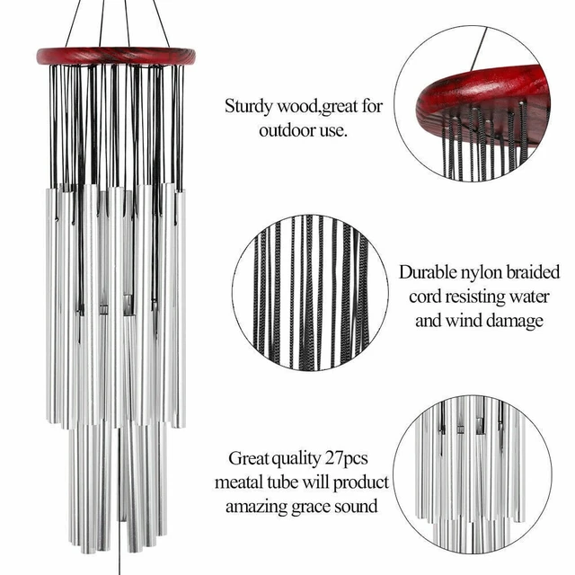 Alt view image 5 of 7 - Large 27 Tubes Windchime Chapel Bells Wind Chimes Outdoor Garden Home Decor