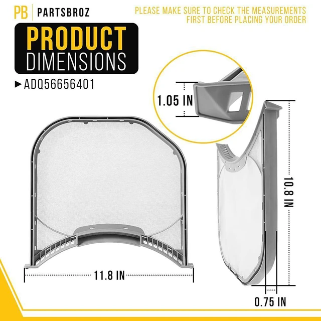 Alt view image 2 of 7 - ADQ56656401 Dryer Lint Filter Screen for LG Dryer Lint Filter Replacement, Lint Trap Replacement Elite Clothes Dryer Vent Part ADQ566564 PS3531962 DLE3500W DLE3170W DLE3600W DLE3400W