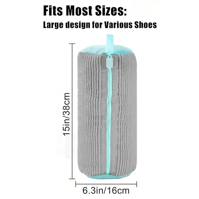 Alt view image 5 of 5 - Shoe Washing Machine Bag Laundry Shoe Bag for Washer and Dryer Reusable 2pc Shoe Cleaning Bags for Sneakers 360° Deep Cleaning Machine for All Shoes Types With Self-locking Zipper -Gray
