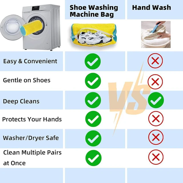 Alt view image 5 of 6 - Shoe Washing Machine Bag Laundry Shoe Bag for Washer and Dryer Reusable 2pc Shoe Cleaning Bags for Sneakers 360° Deep Cleaning Machine for All Shoes Types With Self-locking Zipper -Yellow