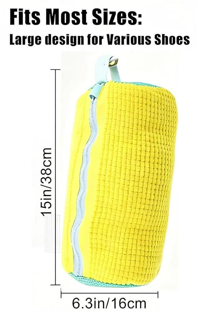 Alt view image 6 of 6 - Shoe Washing Machine Bag Laundry Shoe Bag for Washer and Dryer Reusable 2pc Shoe Cleaning Bags for Sneakers 360° Deep Cleaning Machine for All Shoes Types With Self-locking Zipper -Yellow