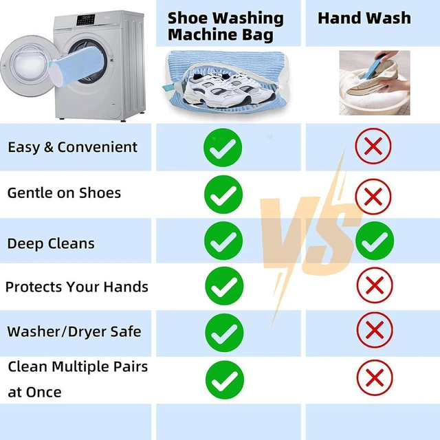 Alt view image 5 of 6 - Shoe Washing Machine Bag Laundry Shoe Bag for Washer and Dryer Reusable 2pc Shoe Cleaning Bags for Sneakers 360° Deep Cleaning Machine for All Shoes Types With Self-locking Zipper -Sky Blue