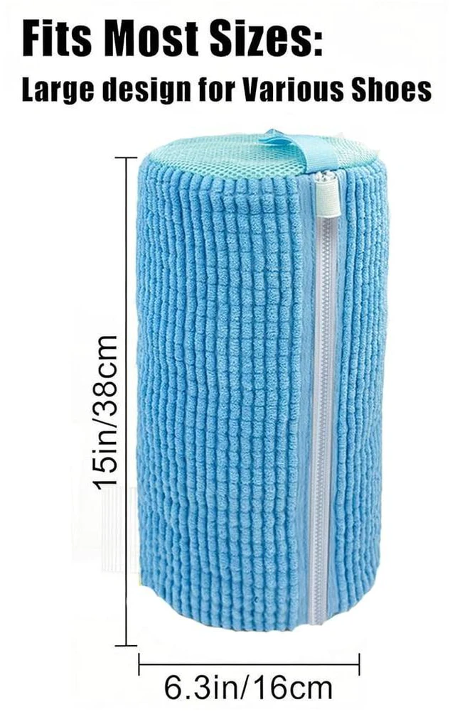 Alt view image 6 of 6 - Shoe Washing Machine Bag Laundry Shoe Bag for Washer and Dryer Reusable 2pc Shoe Cleaning Bags for Sneakers 360° Deep Cleaning Machine for All Shoes Types With Self-locking Zipper -Sky Blue