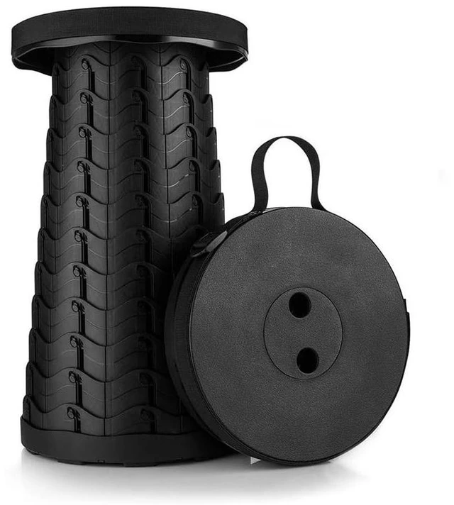 Main image of Upgraded Collapsible Stool, 400lbs Max Weight, Lightweight But Sturdy, Portable Retractable Folding Telescoping Foldable Camping Stool for Adults Outdoor Fishing Hiking Travel BBQ (Black)