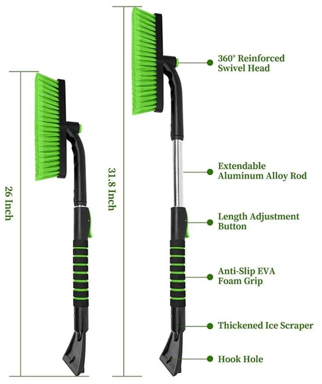 Alt view image 5 of 7 - Car Windshield Ice Scraper & Snow Brush Tool, 21.3"-31.8" Extendable Handle with EVA Foam Grip & Buckle, Sturdy Paint Safe Black Automotive Accessory for Windshield and Car Windows