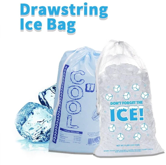 Alt view image 4 of 7 - 20 LB Disposable Drawstring Ice Bags, 35×66cm Heavy Duty Clear Plastic Ice Storage Bags, 50 Count Leak-Proof Ice Bags for Freezer, Parties & Home Use